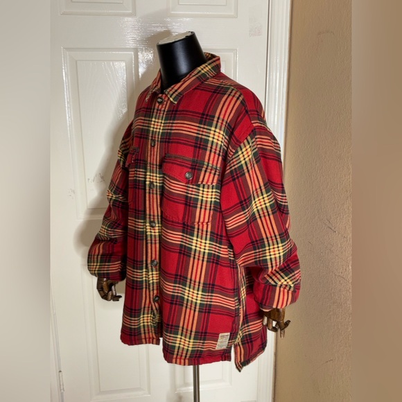 Abercrombie & Fitch Vintage Plaid Flannel Shirt Jacket Shacket Quilt Lined XL - Picture 2 of 15